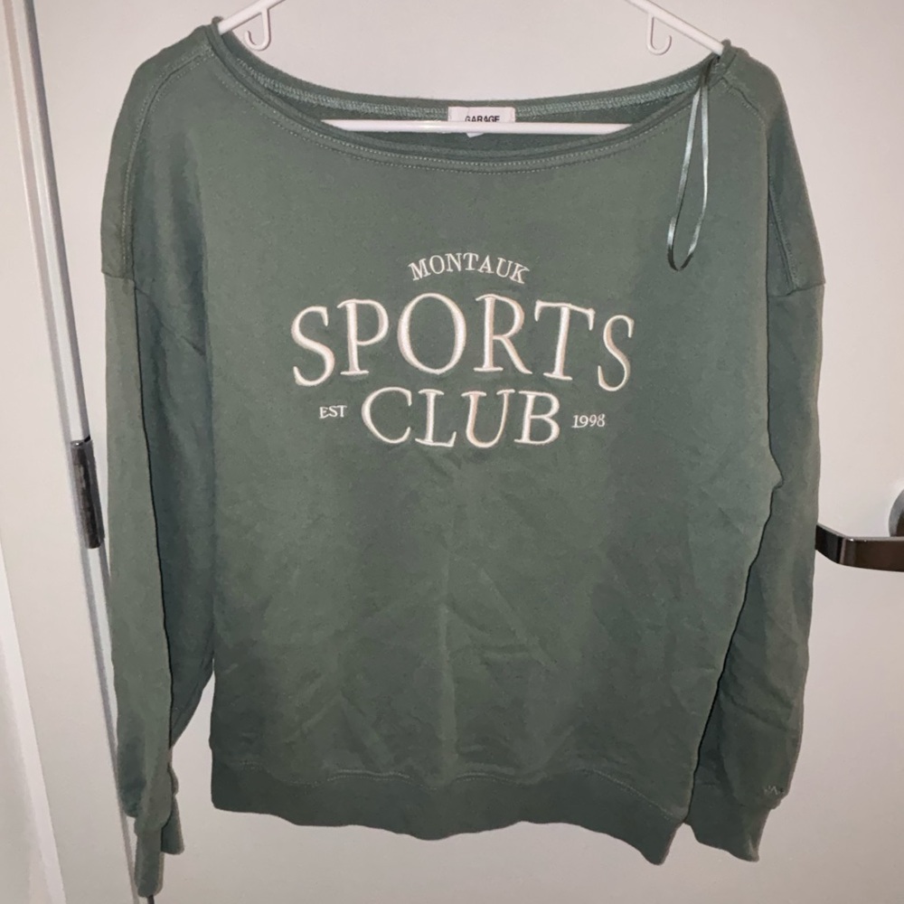 Garage soft terry off the shoulder sweatshirt